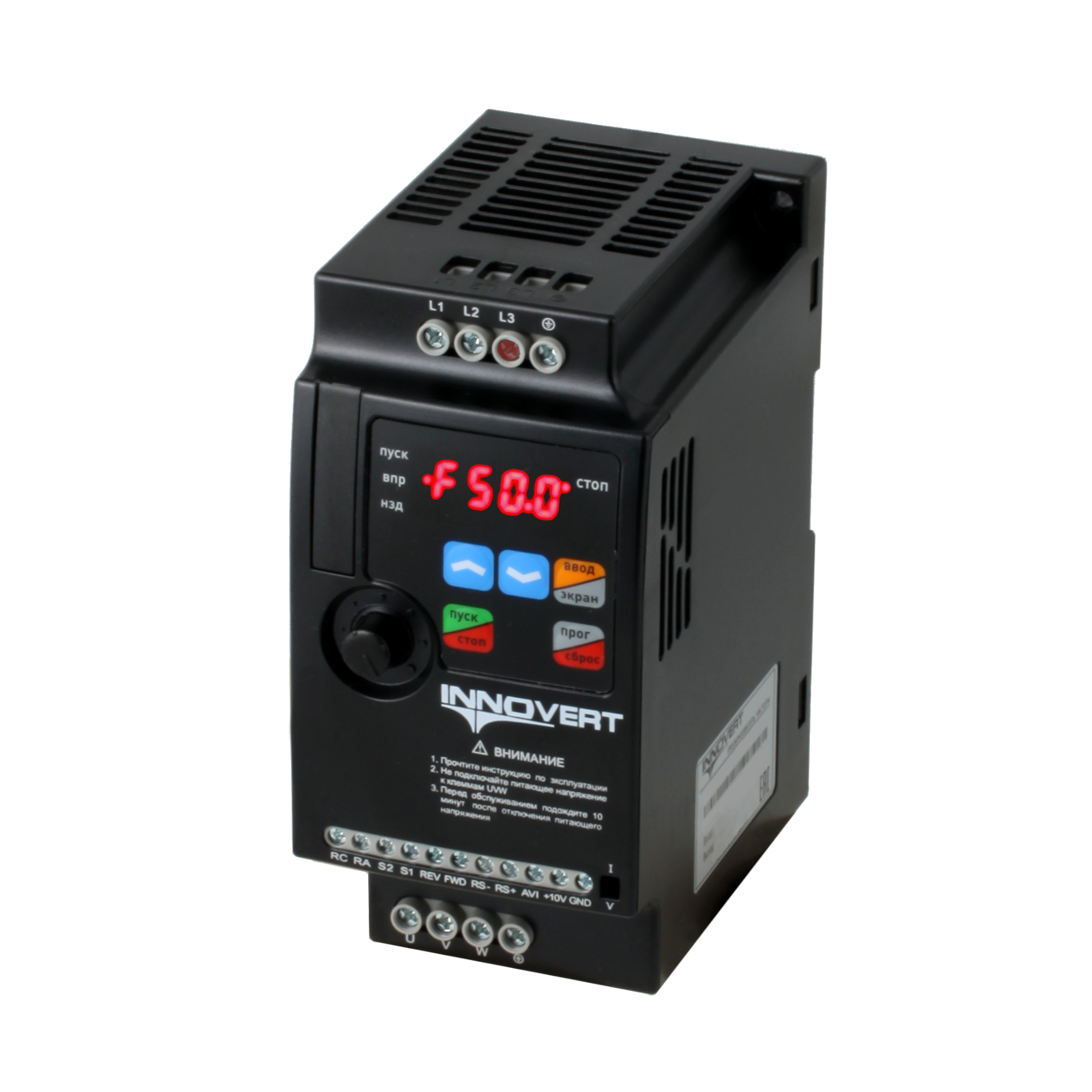 2,2 кВт (вх: 1 ф х 220В / вых: 3 ф х 220В), Преобразователь частоты INNOVERT VENT IVD222A21E, выходной ток 11 А