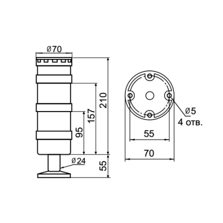 Светосигнальная колонна INNOCONT TL70B-220-RB-55